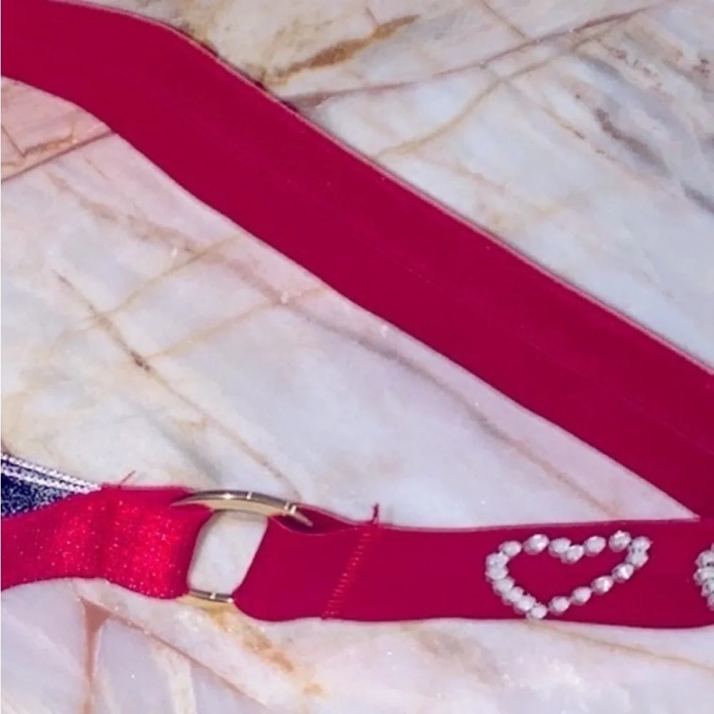 New Adjustable Red Bling‎ Hearts Crystal Embellished collar: large dogs